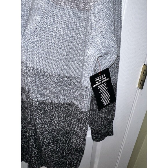 Woman Within Shaker Cardigan Womens Plus L 18-20 Black Grey Ombré Button Up New - Picture 7 of 11